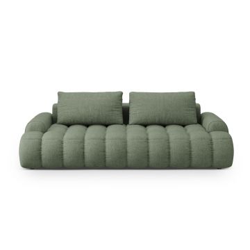 Canapea extensibila 4 locuri, Linz, Cosmopolitan Design, 250x100x84 cm, tesatura structurata, verde oliv inchis