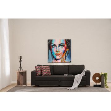 Canapea extensibila cu 3 locuri, Balcab Home, 825BLC5247, Cadru: LEMN/MDF/PLA, Antracit