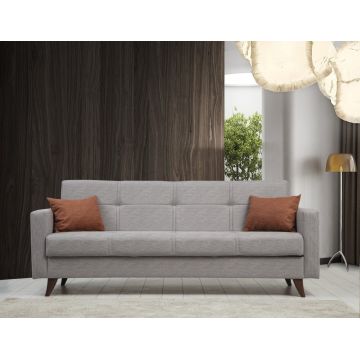 Canapea extensibila cu 3 locuri, Misty, 730MST1205, Cadru: METAL/LEMN, Gri deschis