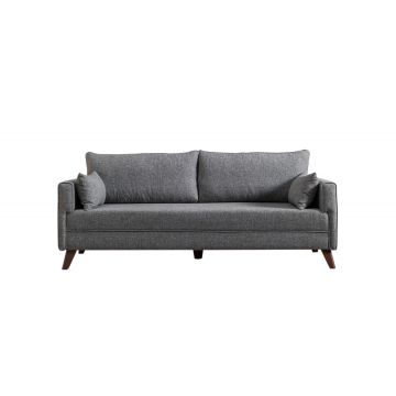 Canapea extensibila, Hanah Home, lemn si mdf, gri, 208x85x81 cm