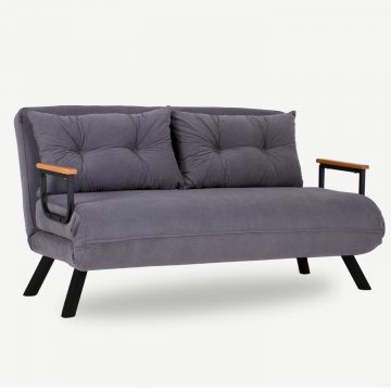 Canapea extensibila, Hanah Home, metal, gri, 175x133 cm