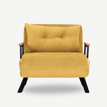 Canapea extensibila, Hanah Home, metal, mustar, 175x60 cm