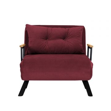 Canapea extensibila, Hanah Home, metal, textil, visiniu, 175x60 cm