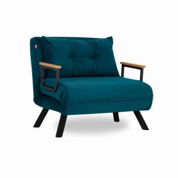 Canapea extensibila, Hanah Home, metal, verde petrol, 175x60 cm