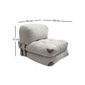 Canapea extensibila, Hanah Home, teddy 100% poliester, gri, 80x70x60 cm