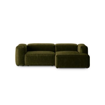 Coltar dreapta 2 locuri, Bergamo, Cosmopolitan Design, 244x152x70 cm, catifea chenille raiata, verde