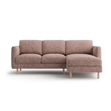 Coltar dreapta 3 locuri, Eden, Micadoni, 223x150x90 cm, tesatura structurata, roz melanj