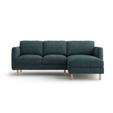 Coltar dreapta 3 locuri, Eden, Micadoni, 223x150x90 cm, tesatura structurata, verde albastrui melanj
