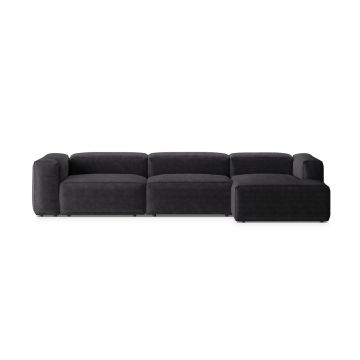 Coltar dreapta 4 locuri, Bergamo, Cosmopolitan Design, 344x152x70 cm, catifea chenille raiata, gri