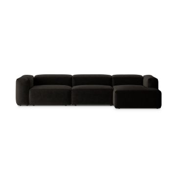 Coltar dreapta 4 locuri, Bergamo, Cosmopolitan Design, 344x152x70 cm, tesatura structurata, negru
