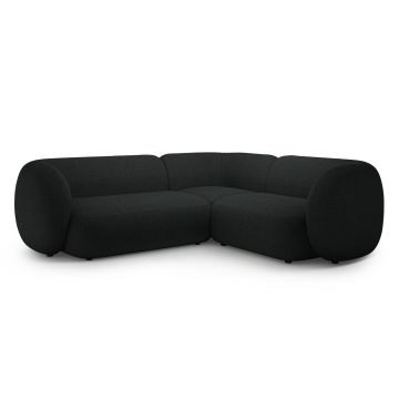 Coltar dreapta 4 locuri, Kate, Micadoni, 252x220x76 cm, tesatura boucle, negru