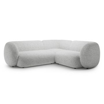 Coltar dreapta 4 locuri, Kate, Micadoni, 252x220x76 cm, tesatura structurata, gri deschis melanj