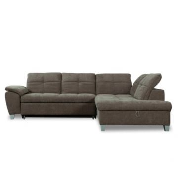 Coltar Extensibil Cu Otoman Mic Dreapta Sevilia Lux, Lada Depozitare, 5 Locuri, Tetiere Reglabile, Maro Mocca, 280 Cm
