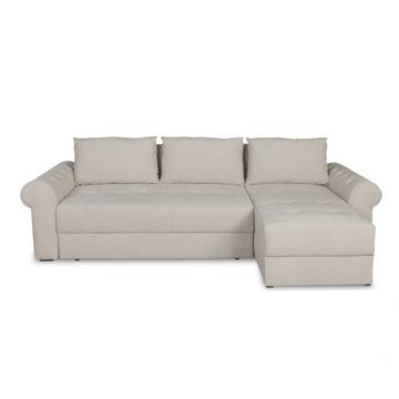 Coltar Extensibil Dreapta Trendy, 5 Locuri, Lada Depozitare, Wind 5, Crem, 275 Cm
