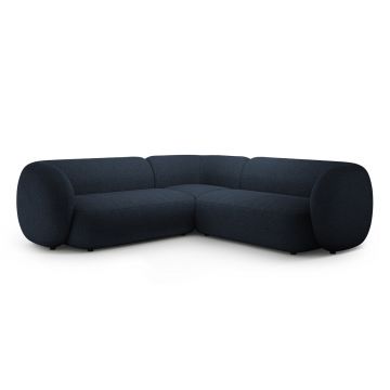 Coltar simetric 5 locuri, Kate, Micadoni, 252x252x76 cm, tesatura boucle, albastru inchis