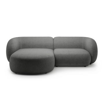 Coltar stanga 2 locuri, Kate, Micadoni, 255x176x76 cm, tesatura boucle, gri inchis