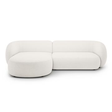Coltar stanga 3 locuri, Kate, Micadoni, 285x176x76 cm, tesatura boucle, alb