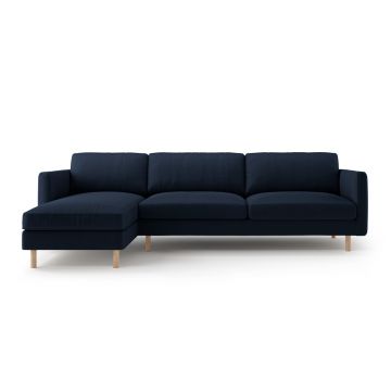 Coltar stanga 4 locuri, Eden, Micadoni, 286x150x90 cm, catifea, albastru inchis
