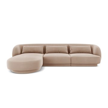 Coltar stanga 4 locuri, Tulum, Cosmopolitan Design, 255x156x70 cm, catifea, bej