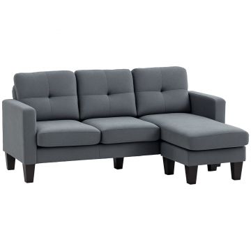 HOMCOM Colţar în formă de L, Şezlong reversibil, Canapea cu blouse, Gri Închis | Aosom Romania