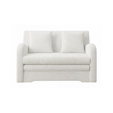 Canapea albă extensibilă/cu spațiu de depozitare cu tapițerie din țesătură bouclé 130 cm Ario – ELTAP