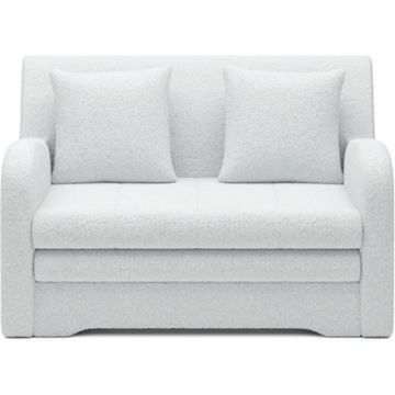 Canapea albă extensibilă/cu spațiu de depozitare cu tapițerie din țesătură bouclé 130 cm Ario – ELTAP