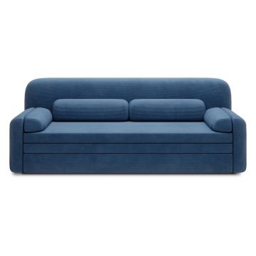 Canapea albastră extensibilă/cu spațiu de depozitare cu tapițerie din catifea reiată 236 cm Elioss – ELTAP