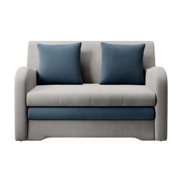 Canapea albastră/gri deschis extensibilă cu tapițerie din catifea 130 cm Ario – ELTAP