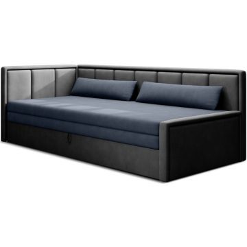Canapea albastră/gri extensibilă/cu spațiu de depozitare cu tapițerie din chenille 214 cm Fulgeo – ELTAP