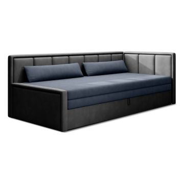 Canapea albastră/gri extensibilă/cu spațiu de depozitare cu tapițerie din chenille 214 cm Fulgeo – ELTAP