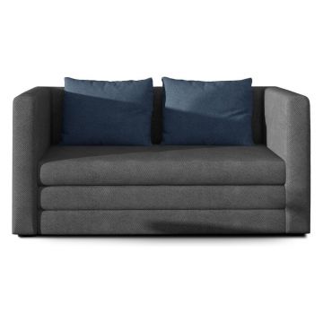 Canapea albastră/gri extensibilă cu tapițerie din chenille 132 cm Neva – ELTAP