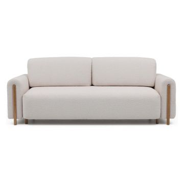 Canapea bej/crem extensibilă/cu spațiu de depozitare cu tapițerie din țesătură bouclé 244 cm Arcadova – ELTAP