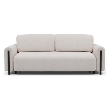 Canapea bej/crem extensibilă/cu spațiu de depozitare cu tapițerie din țesătură bouclé 244 cm Arcadova – ELTAP