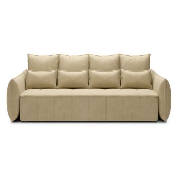 Canapea bej extensibilă/cu spațiu de depozitare cu tapițerie din catifea 242 cm Weltton – ELTAP