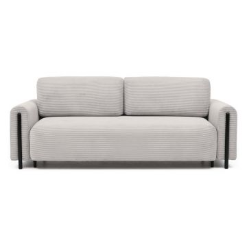 Canapea bej extensibilă/cu spațiu de depozitare cu tapițerie din catifea reiată 244 cm Arcadova – ELTAP