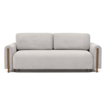 Canapea bej extensibilă/cu spațiu de depozitare cu tapițerie din catifea reiată 244 cm Arcadova – ELTAP