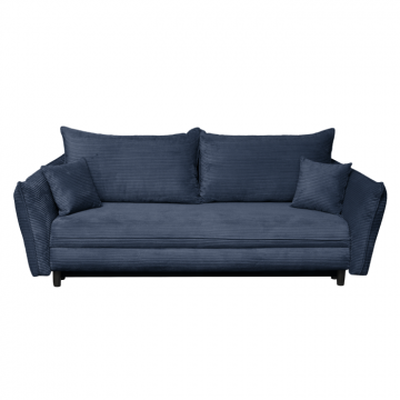 Canapea CAMILLE extensibila, 3 locuri, cu arcuri si lada depozitare, albastru, 238x115x95 cm