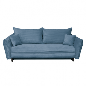 Canapea CAMILLE extensibila, 3 locuri, cu arcuri si lada depozitare, albastru deschis, 238x115x95 cm