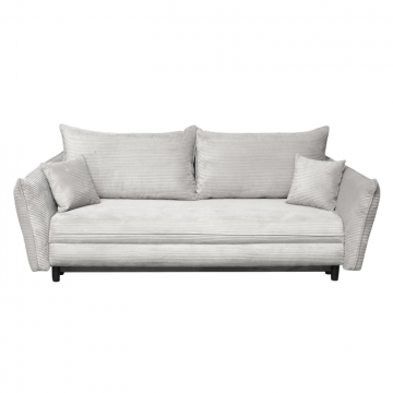 Canapea CAMILLE extensibila, 3 locuri, cu arcuri si lada depozitare, bej deschis, 238x115x95 cm