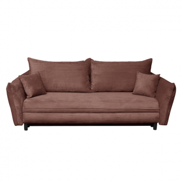Canapea CAMILLE extensibila, 3 locuri, cu arcuri si lada depozitare, caramiziu, 238x115x95 cm