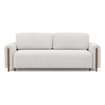 Canapea crem extensibilă/cu spațiu de depozitare cu tapițerie din țesătură bouclé 244 cm Arcadova – ELTAP