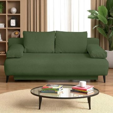 CANAPEA EXTENSIBILĂ lemn, plastic, textil verde