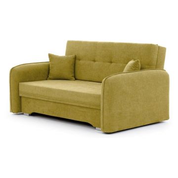 Canapea galbenă extensibilă/cu spațiu de depozitare cu tapițerie din chenille 155 cm Laine – ELTAP