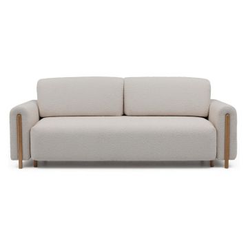 Canapea grej extensibilă/cu spațiu de depozitare cu tapițerie din țesătură bouclé 244 cm Arcadova – ELTAP