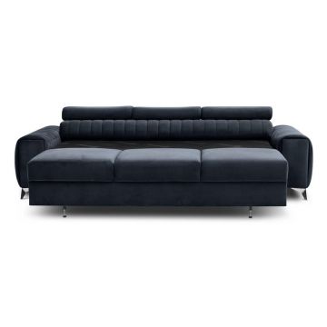 Canapea gri antracit extensibilă cu tapițerie din catifea 261 cm Laurence – ELTAP
