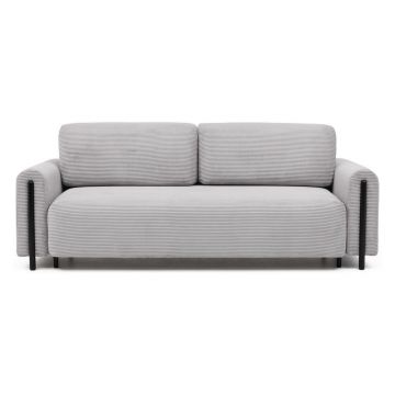 Canapea gri deschis extensibilă/cu spațiu de depozitare cu tapițerie din catifea reiată 244 cm Arcadova – ELTAP