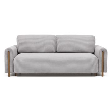Canapea gri deschis extensibilă/cu spațiu de depozitare cu tapițerie din catifea reiată 244 cm Arcadova – ELTAP
