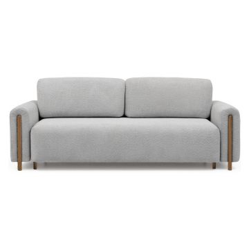 Canapea gri deschis extensibilă/cu spațiu de depozitare cu tapițerie din țesătură bouclé 244 cm Arcadova – ELTAP