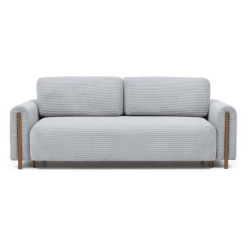 Canapea gri extensibilă/cu spațiu de depozitare cu tapițerie din catifea reiată 244 cm Arcadova – ELTAP