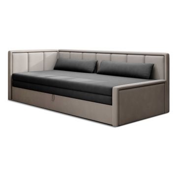 Canapea gri extensibilă/cu spațiu de depozitare cu tapițerie din chenille 214 cm Fulgeo – ELTAP